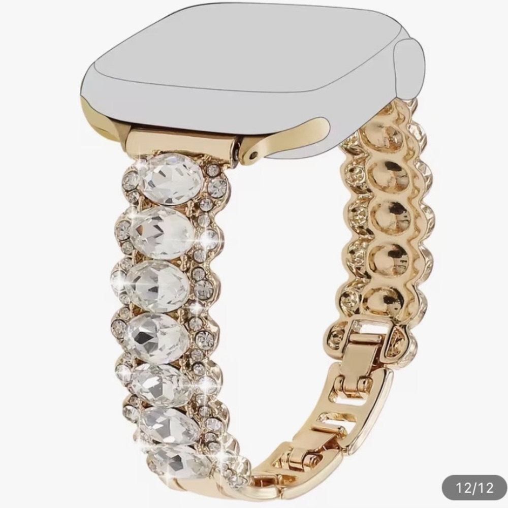 Gold Crystal Rhinestone Watch Strap Bracelet for Women